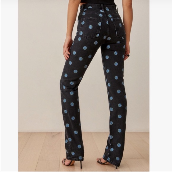 Reformation Earth Embroidered High Rise Straight Jeans 28” - Picture 4 of 13